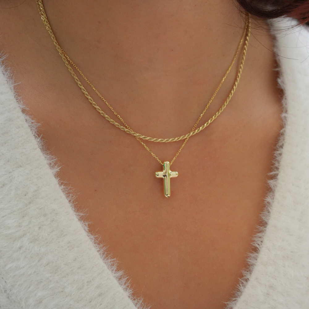 PUFFY CROSS NECKLACE