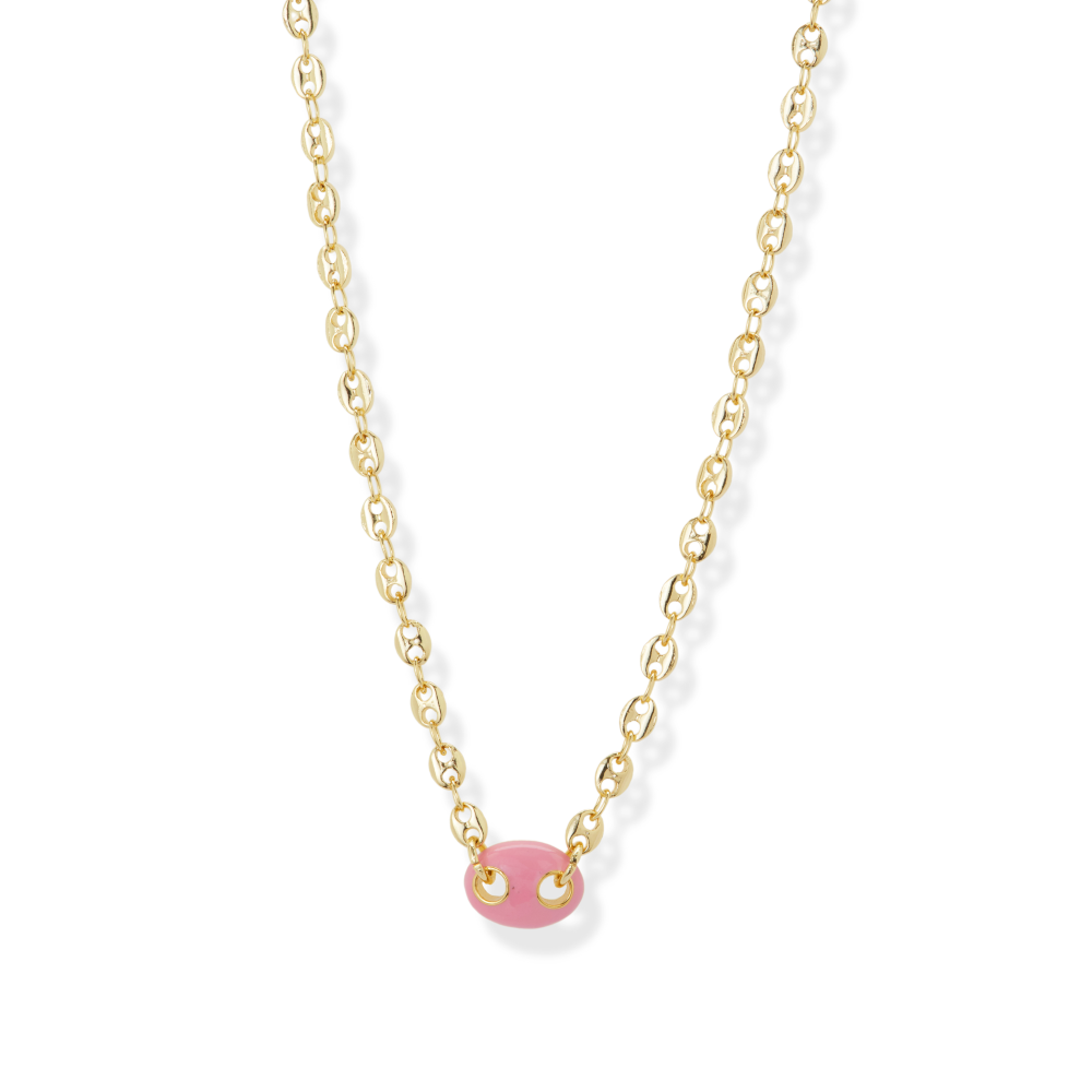 THE PINK ENAMEL MARINER CHAIN NECKLACE