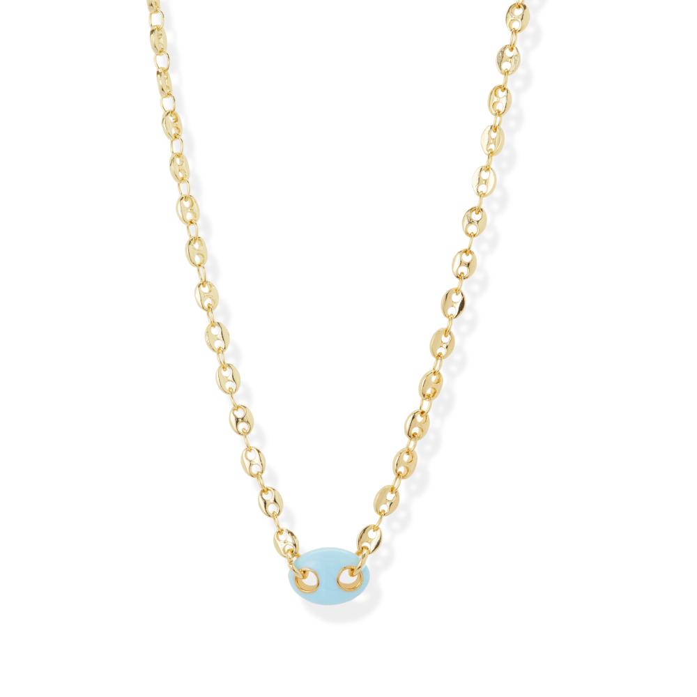 THE LIGHT BLUE ENAMEL MARINER CHAIN NECKLACE