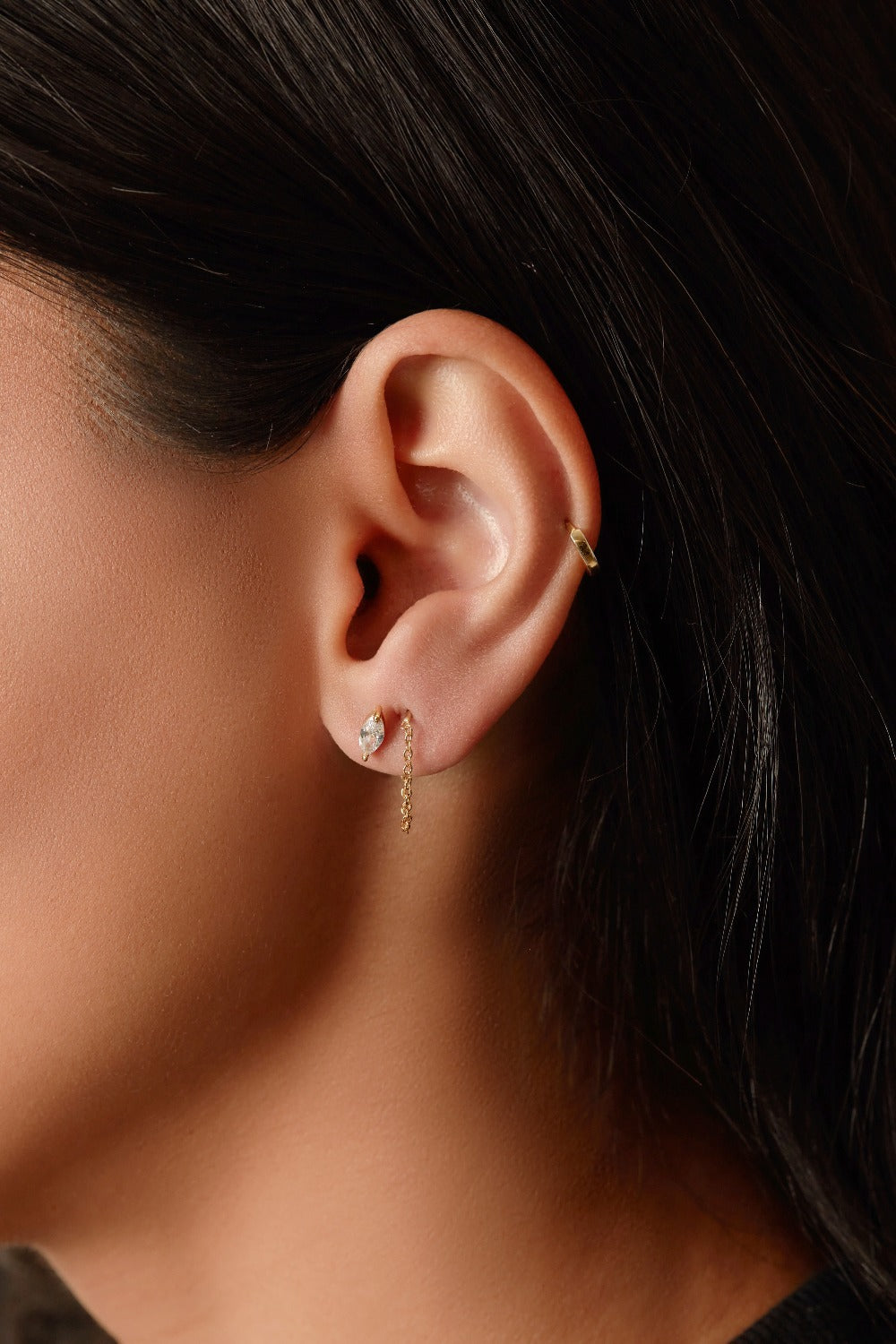 THE CZ MARQUISE THREADER EARRING